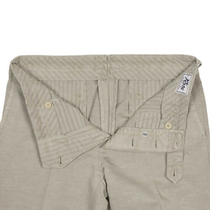 Flat-front trousers in cement grey medium-weight cotton/linen