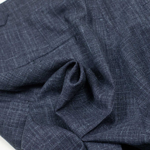 Higher-rise trousers in navy Loro Piana wool/silk/linen
