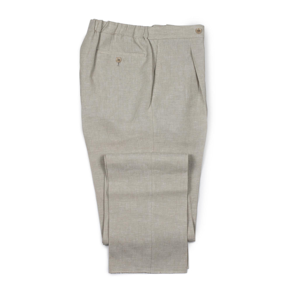 Rota SS26 Exclusive single-pleated easy pants in oatmeal Italian linen ...