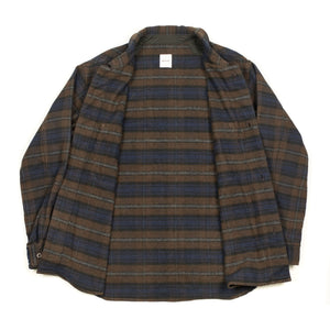 Work shirt in brown plaid cotton wool mix