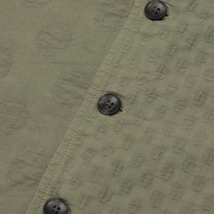 Short sleeve shirt in olive cotton patchwork dot jacquard