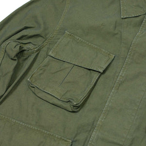 Sage de Cret FW25 Fatigue jacket in olive green cotton and linen