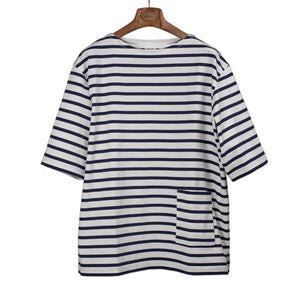 トップス Meravel Border Boat Neck Tee Sage de Cret SS26 Boat neck border stripe tee in white and navy
