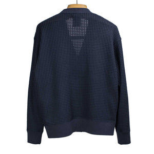 Seagreen FW25 Cardigan in navy signature big waffle knit cotton