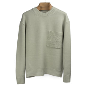 Seagreen FW25 Chest pocket sweater in washed sage green merino