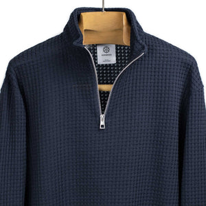 Seagreen FW25 Quarter zip pullover in navy signature big waffle