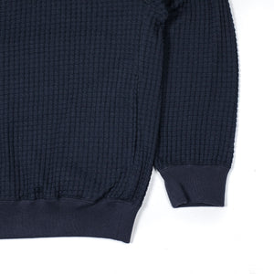 Seagreen FW25 Quarter zip pullover in navy signature big waffle