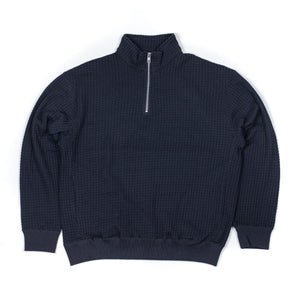Seagreen FW25 Quarter zip pullover in navy signature big waffle