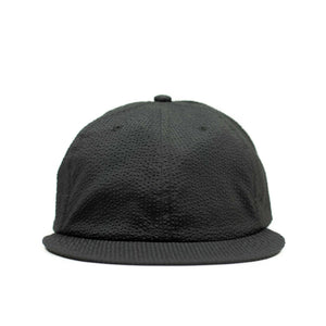 Unstructured cap in tonal black CoolMax seersucker
