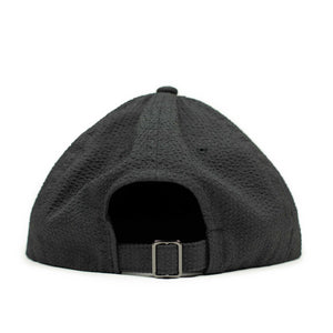 Unstructured cap in tonal black CoolMax seersucker