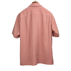 Camp collar short sleeve shirt in terracotta garment-dyed rayon twill