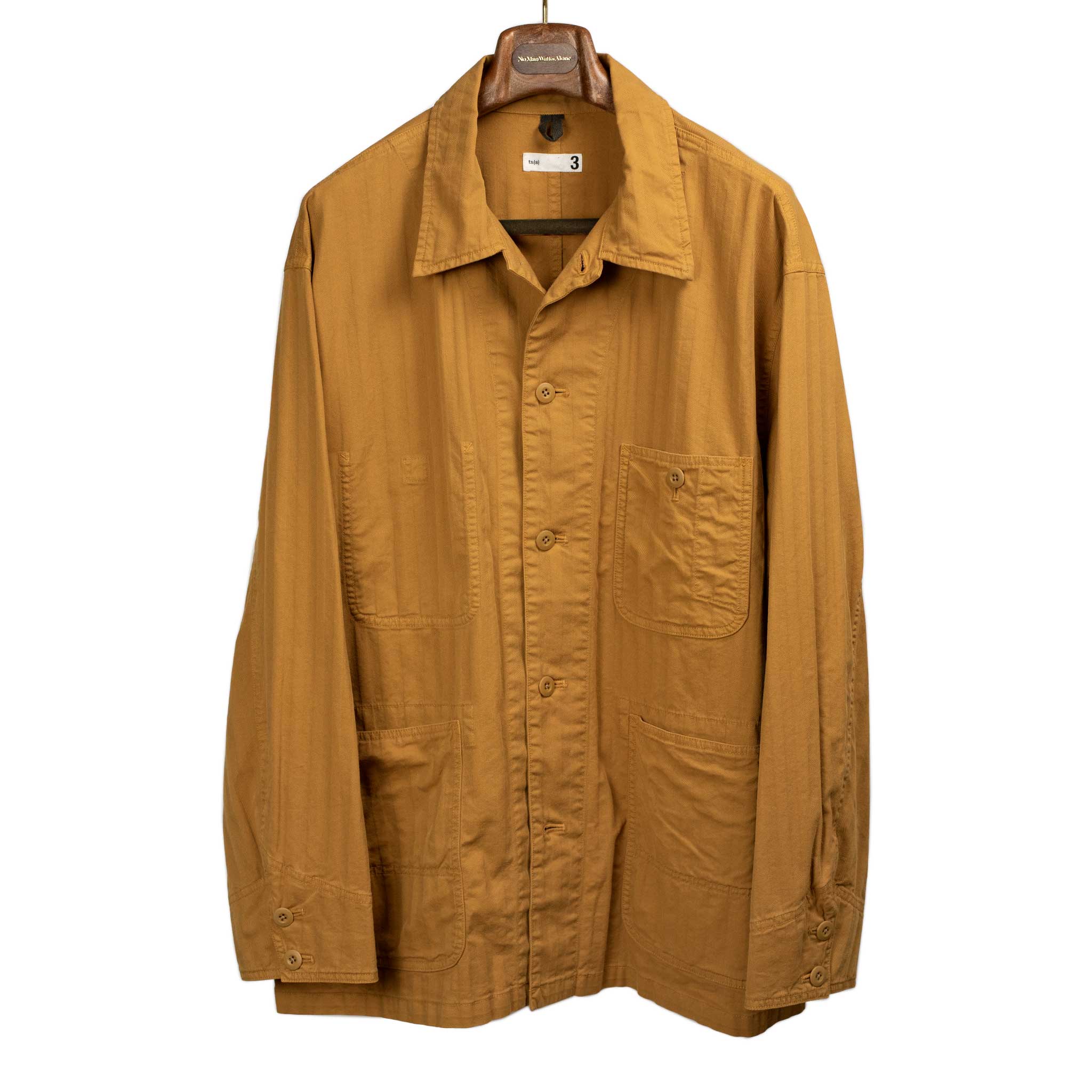 ts(s) Coverall jacket in ochre herringbone garment-dyed cotton 