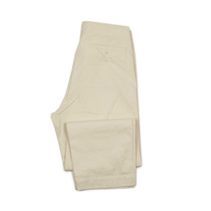 D-ring belted trousers in natural slubby cotton twill