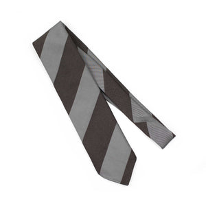 Block stripe silk tie in brown and grey