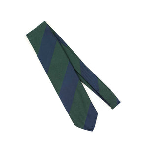 Block stripe silk tie in navy and green