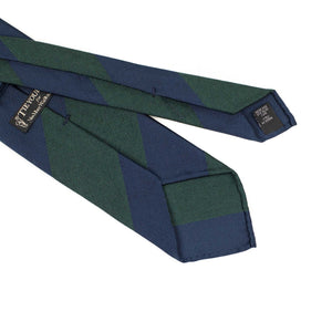 Block stripe silk tie in navy and green
