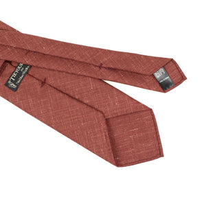 Solid tie in brick wool silk linen