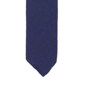 Solid tie in navy wool seersucker