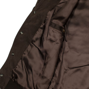 Valstarino bomber jacket in Caffe dark brown suede, fully lined