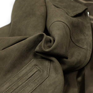 Suede Cowboy jacket in Muschio olive green