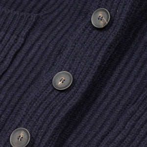 Shawl collar 4-ply cardigan jacket in Dark Navy supergeelong lambswool