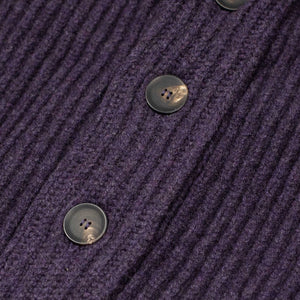 Shawl collar 4-ply cardigan jacket in Elderberry supergeelong lambswool