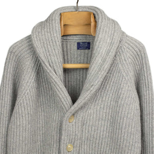 Shawl collar 4-ply cardigan jacket in Flannel grey supergeelong lambswool