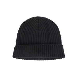 Ribbed hat in Black 4-ply pure cashmere