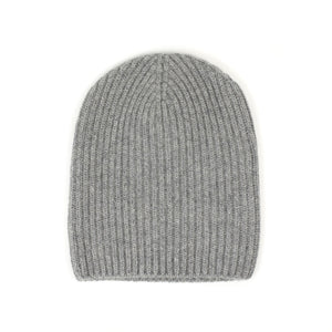 Ribbed hat in Grey Flannel 4-ply pure cashmere