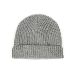 Ribbed hat in Grey Flannel 4-ply pure cashmere