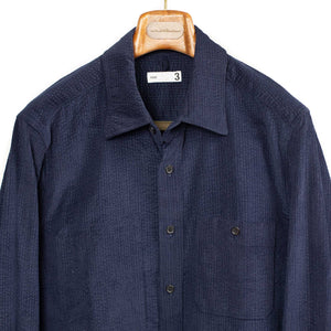 Work shirt in navy cotton ripple corduroy