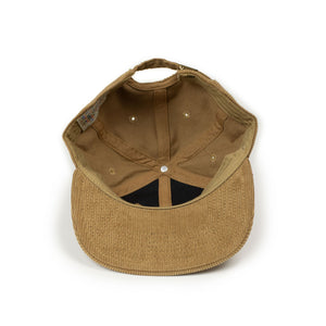 Corduroy cap in caramel with lasso logo chainstitched embroidery (restock)