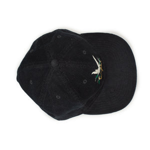 Exclusive corduroy cap in black with mallard embroidery (restock)