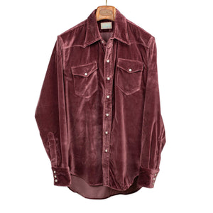 Pearlsnap shirt in plum cotton velvet