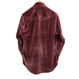 Pearlsnap shirt in plum cotton velvet