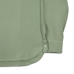 Half-zip collared sweatshirt in faded olive cotton