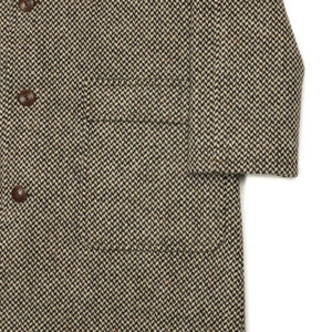 Exclusive Raglan coat in brown and cream donegal wool barleycorn