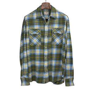 Wythe FW25 Pearlsnap Western shirt in Gold Ravine washed cotton flannel   No Man Walks Alone
