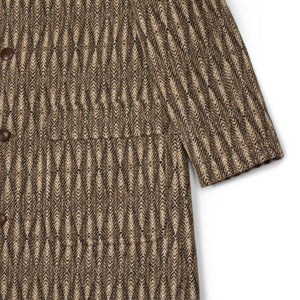 Wythe FW25 Balmacaan coat in brown and cream diamond ombre tweed