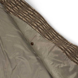 Wythe FW25 Balmacaan coat in brown and cream diamond ombre tweed