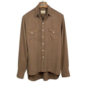 Pearl snap shirt in churrow brown tencel