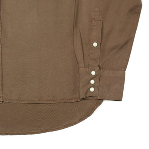 Pearl snap shirt in churrow brown tencel