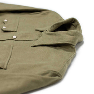 Pearlsnap Western shirt in olive cotton moleskin