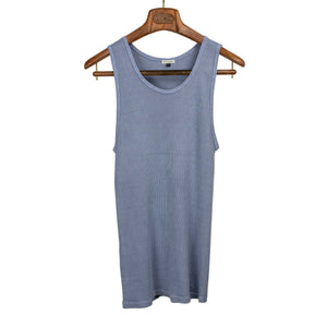 Tubular cotton tank top three-pack: washed indigo, olive and black