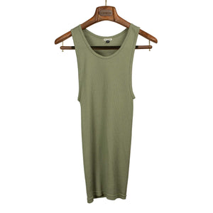 Tubular cotton tank top three-pack: washed indigo, olive and black