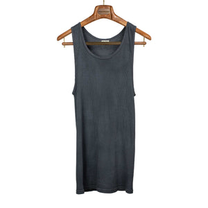 Tubular cotton tank top three-pack: washed indigo, olive and black