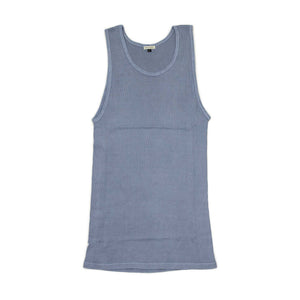 Tubular cotton tank top three-pack: washed indigo, olive and black