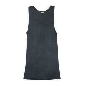 Tubular cotton tank top three-pack: washed indigo, olive and black