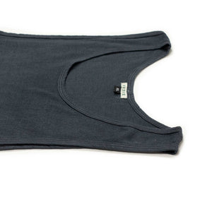 Tubular cotton tank top three-pack: washed indigo, olive and black