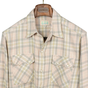 Washed flannel pearlsnap shirt in Abiquiu Sunset plaid cotton